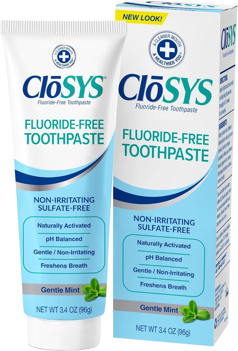 CloSYS Fluoride-Free Toothpaste, 3.4 Ounce, Gentle Mint, Travel Size, Whitening and Enamel Protection - Image 1
